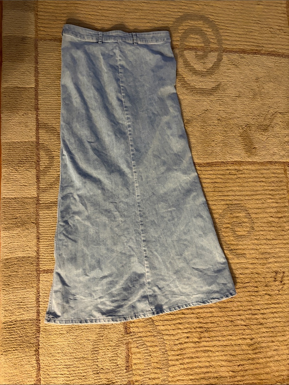 Tiger Mist Light Blue Denim Flare Maxi Skirt